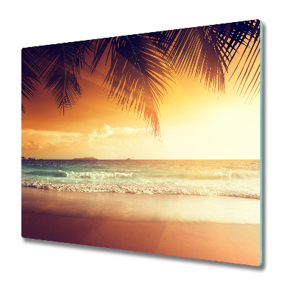 Skleněná deska do kuchyně Východ slunce na pláži