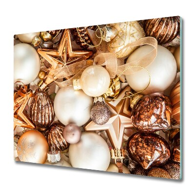 Skleněná deska do kuchyně Vánoční zlaté ozdoby