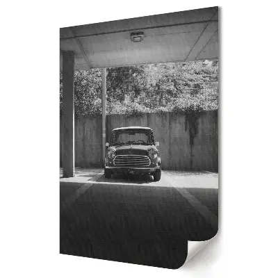 Nástěnná grafika na plátně s motivem klasického auta v monochromatickém stylu