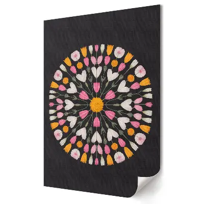 Moderní obraz na plátně Květinová mandala na tmavém pozadí