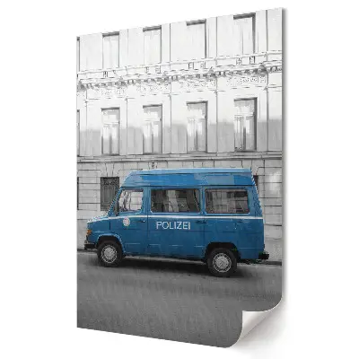Plakát na zeď Modré policejní auto v městské krajině
