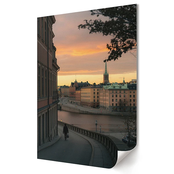 Tisk na plátno Západ slunce nad Stockholmem