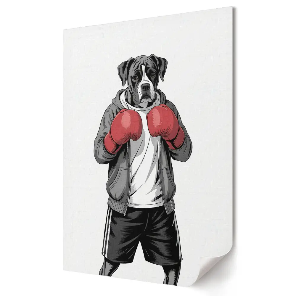 Moderní obraz na plátně Boxerský pes v boxerských rukavicích