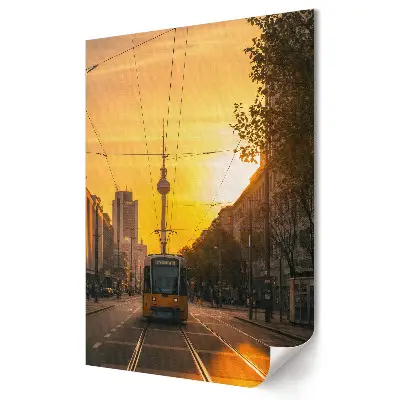 Nástěnný plakát Západ slunce nad berlínskou tramvají