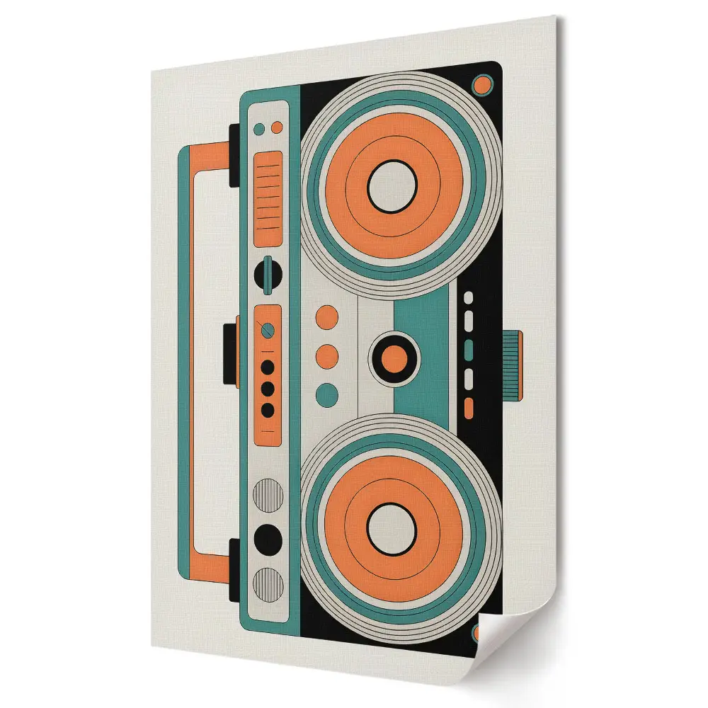 Nástěnné plátno s grafikou retro boomboxu v 80. letech
