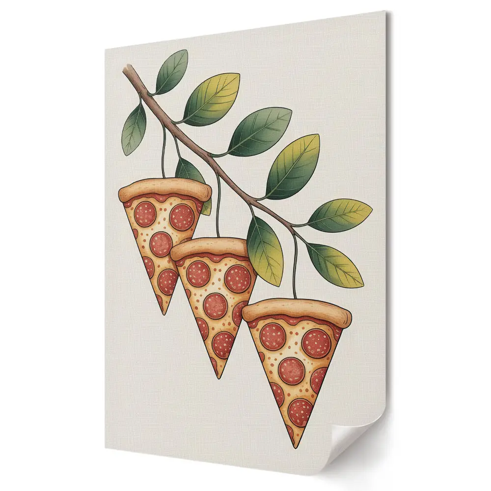 Moderní obraz na plátně Pizza na větvi veselého stromu