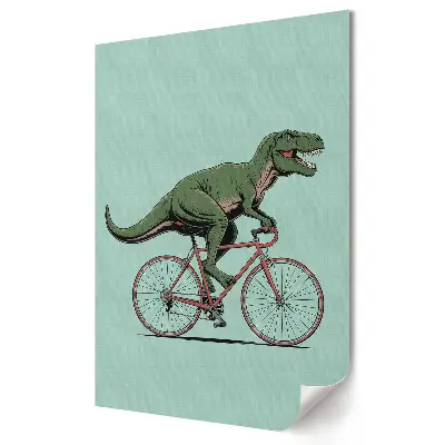 Plakát na zeď Dinosaurus na kole v akci