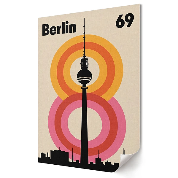 Nástěnná grafika na plátně Berlín 69 s charakteristickou věží