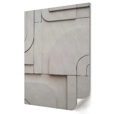 Minimalistický plakát na zeď s geometrickou kompozicí v béžové barvě