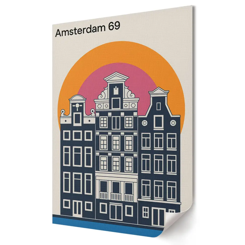 Obraz na plátně Retro činžovní domy v Amsterdamu
