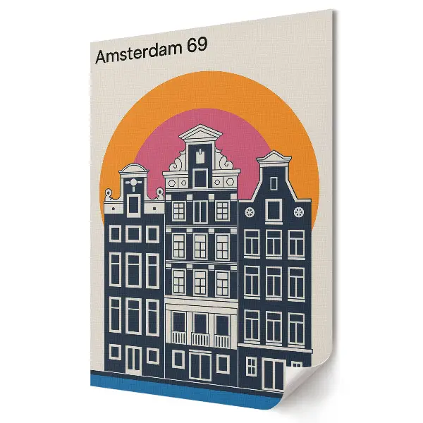 Obraz na plátně Retro činžovní domy v Amsterdamu