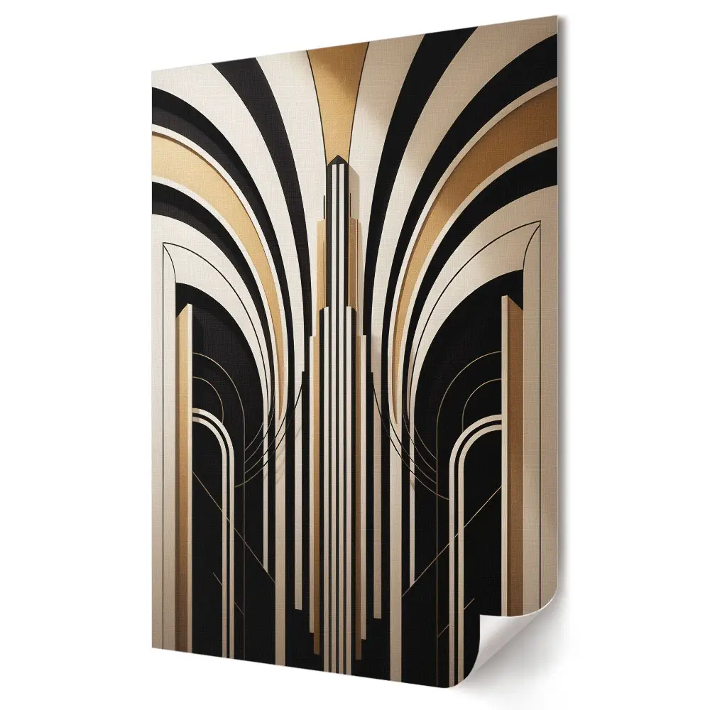 Moderní obraz na plátně Zlaté linie ve stylu art deco