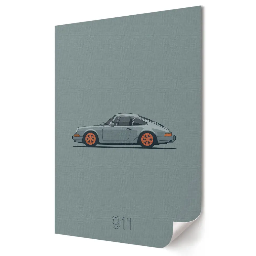 Minimalistický plakát na zeď s motivem Porsche 911
