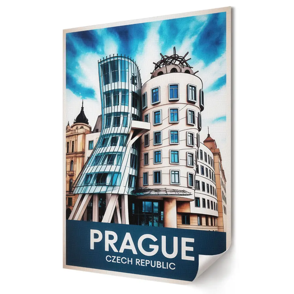 Obraz na plátně Moderní architektura Prahy v barvách