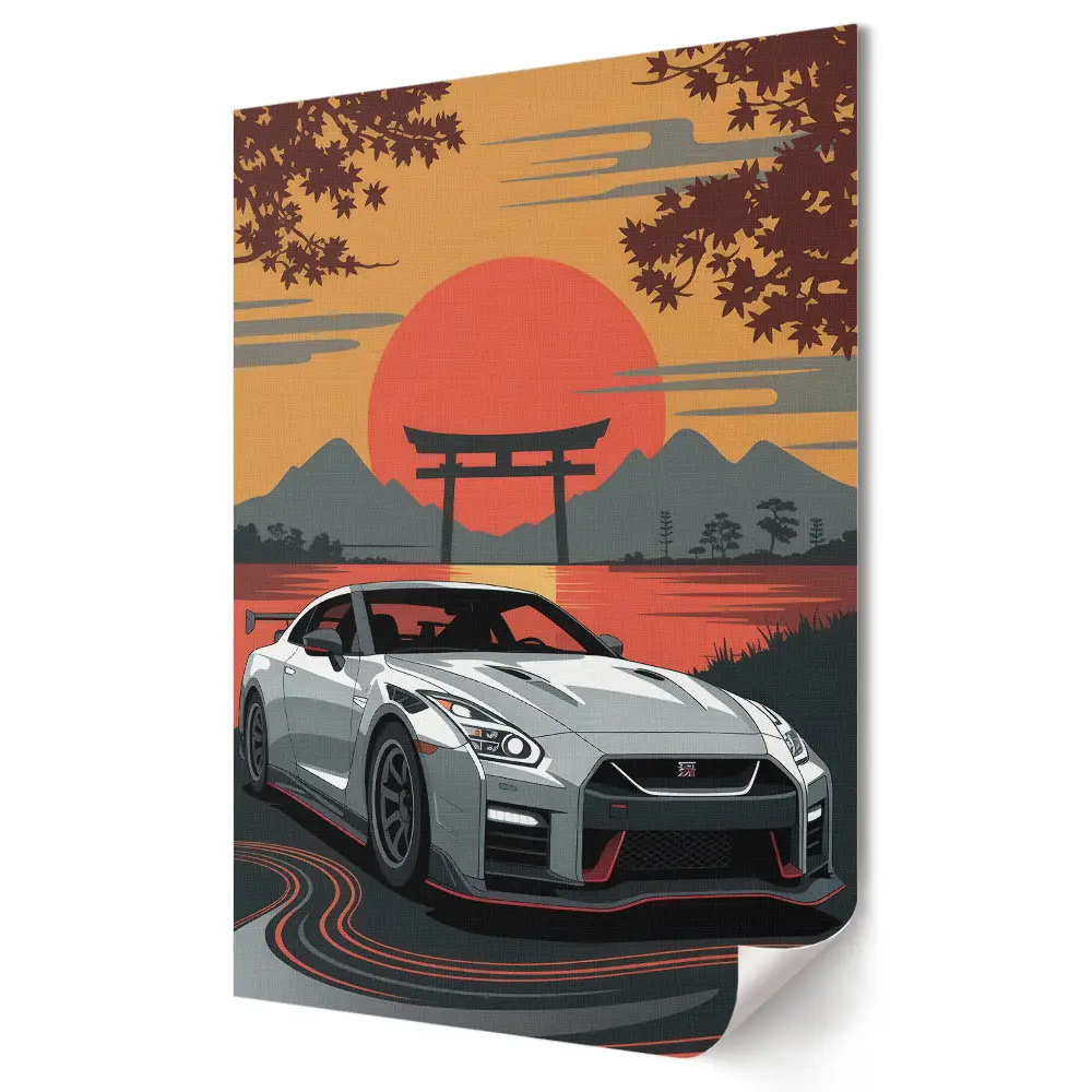 Obraz na plátně Japonské sportovní auto při západu slunce