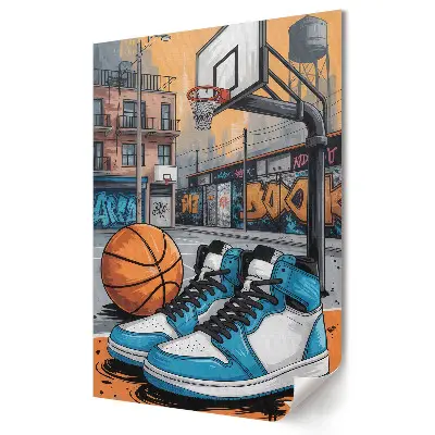 Moderní obraz na plátně s motivem městského basketbalu a tenisek