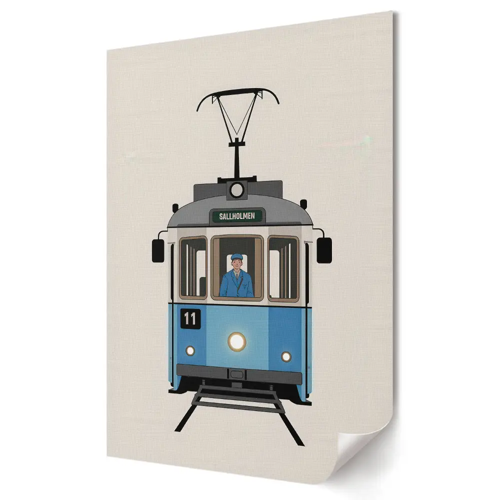 Moderní obraz na plátně Tramvaj v retro stylu