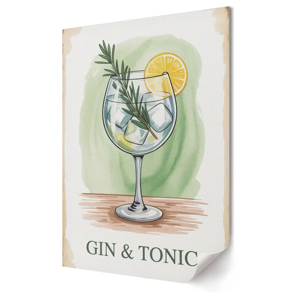 Obraz na plátně Osvěžující gin s tonikem ve sklenici
