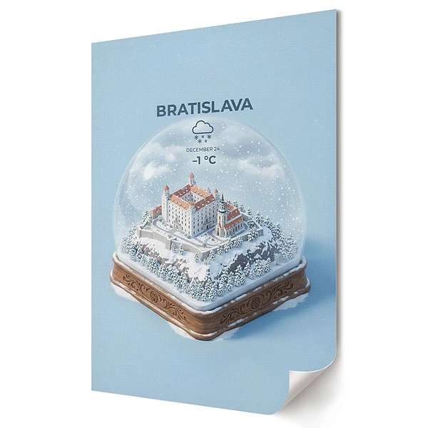 Nástěnný plakát Bratislavská zimní krajina ve skle