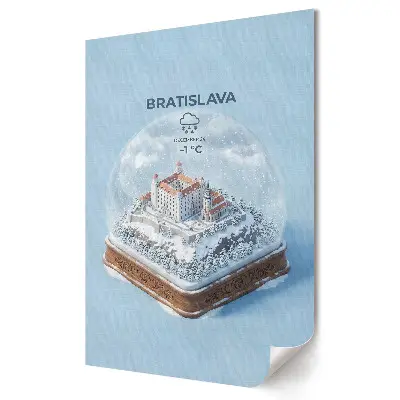 Nástěnný plakát Bratislavská zimní krajina ve skle