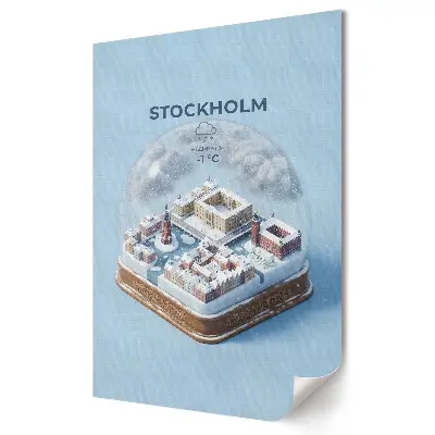 Nástěnná grafika na plátně Zimní kouzlo Stockholmu