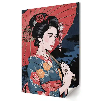 Moderní obraz na plátně Japonská kráska s deštníkem v noci