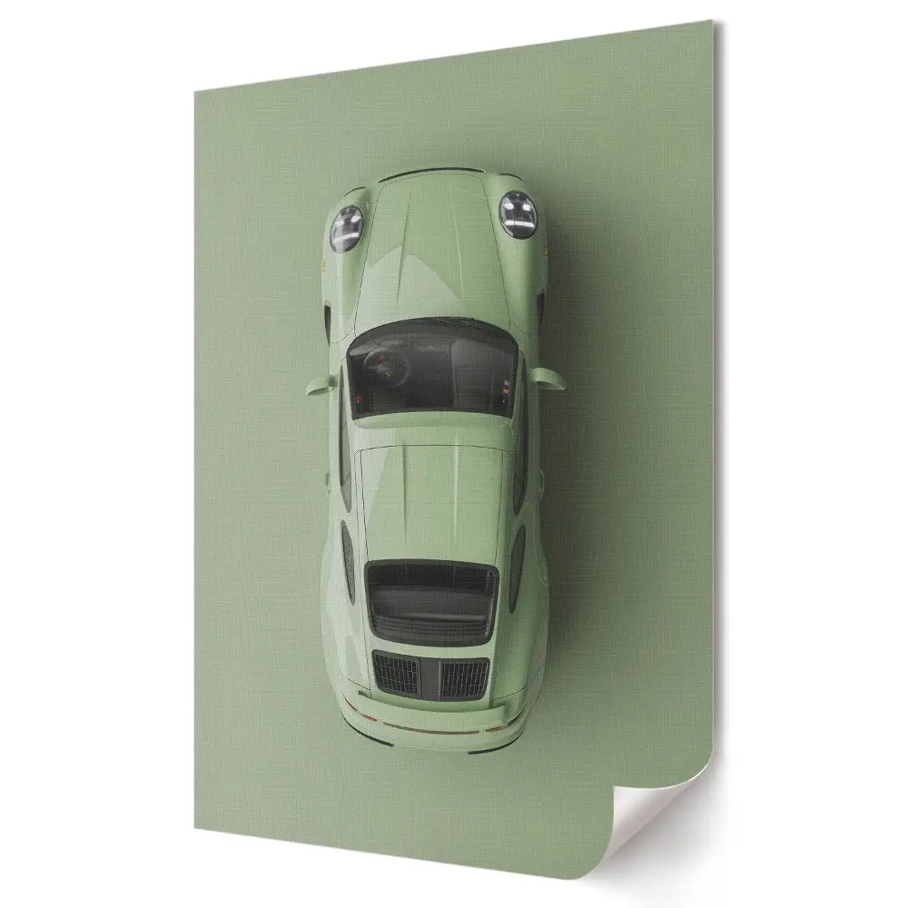 Plakát na zeď Elegantní zelené sportovní auto pohled shora