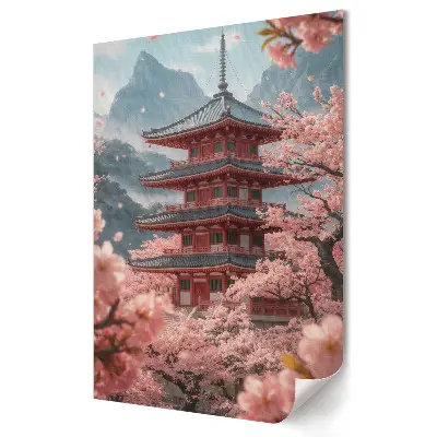Moderní obraz na plátně Jarní květiny v japonské krajině