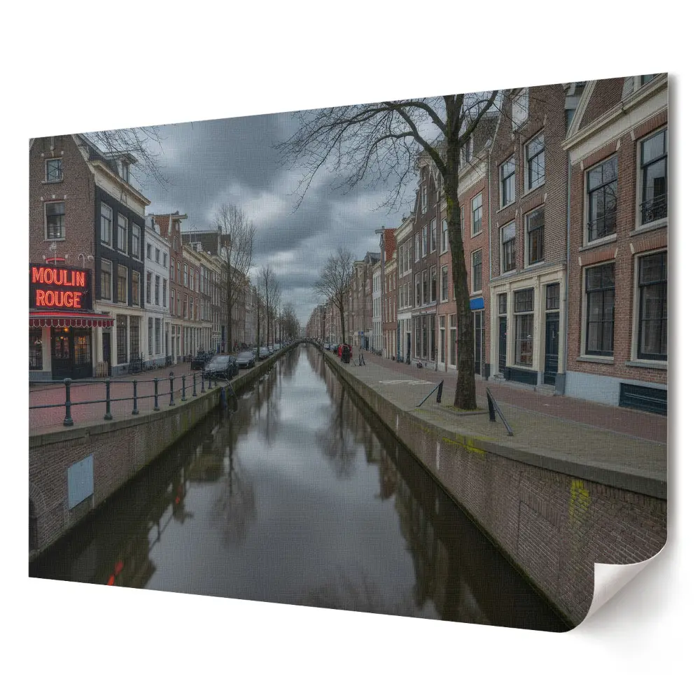Odolný plakát na zeď Amsterdamský kanál poblíž Moulin Rouge