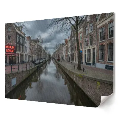 Odolný plakát na zeď Amsterdamský kanál poblíž Moulin Rouge