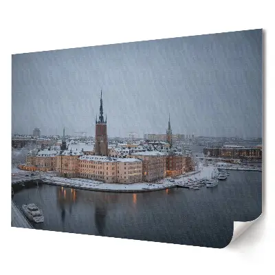 Stylový plakát na zeď Zimní pohled na Stockholm