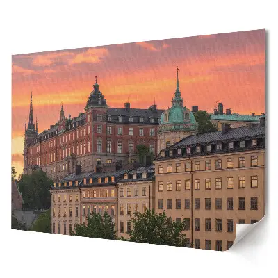 Stylový plakát na zeď Západ slunce nad Stockholmem