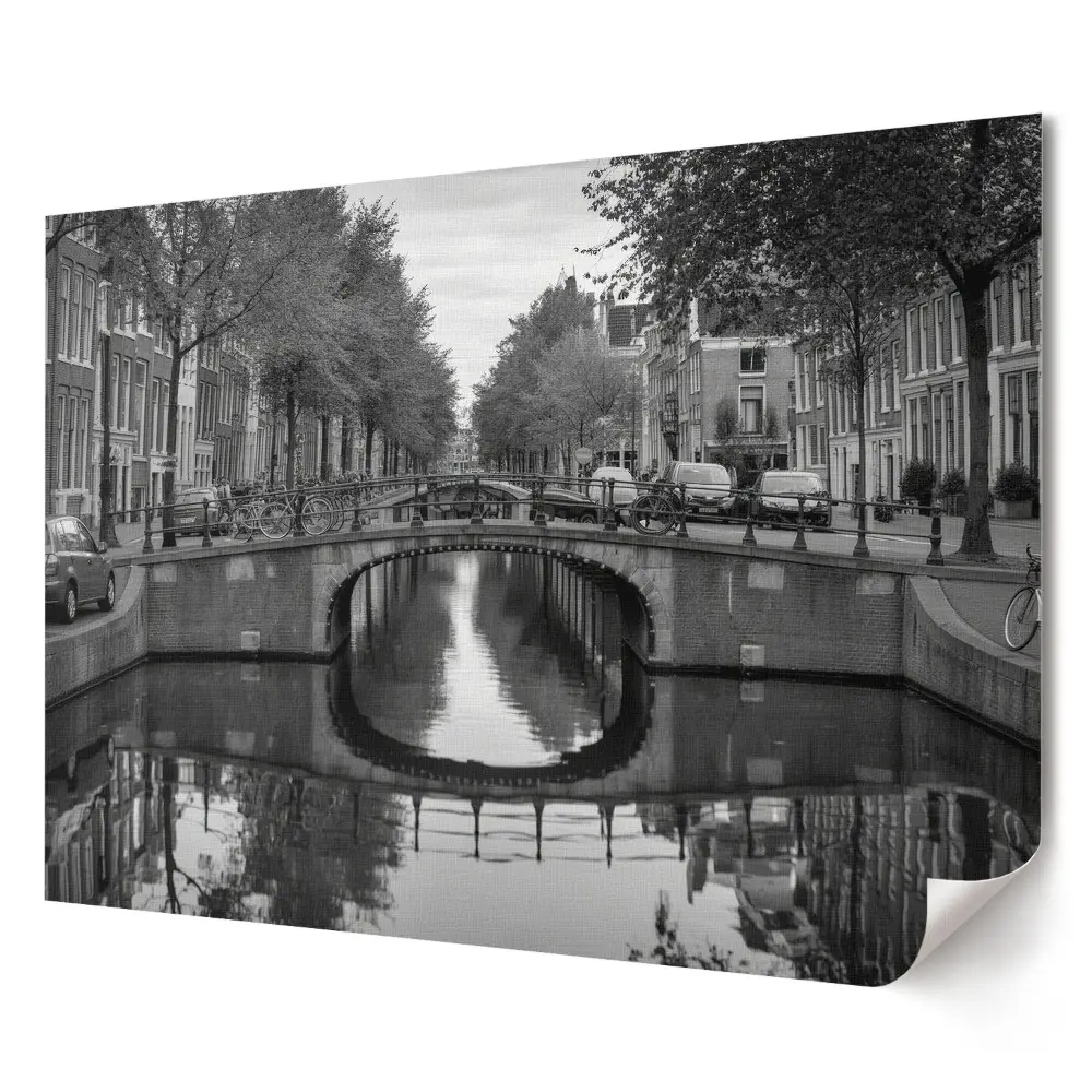 Plakát s fotografií Ticho v černobílém Amsterdamu