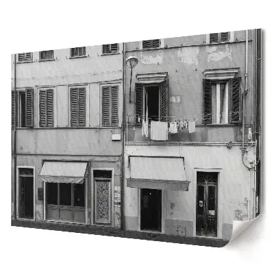 Stylový plakát na zeď Kouzlo starých italských činžovních domů v monochromatickém stylu