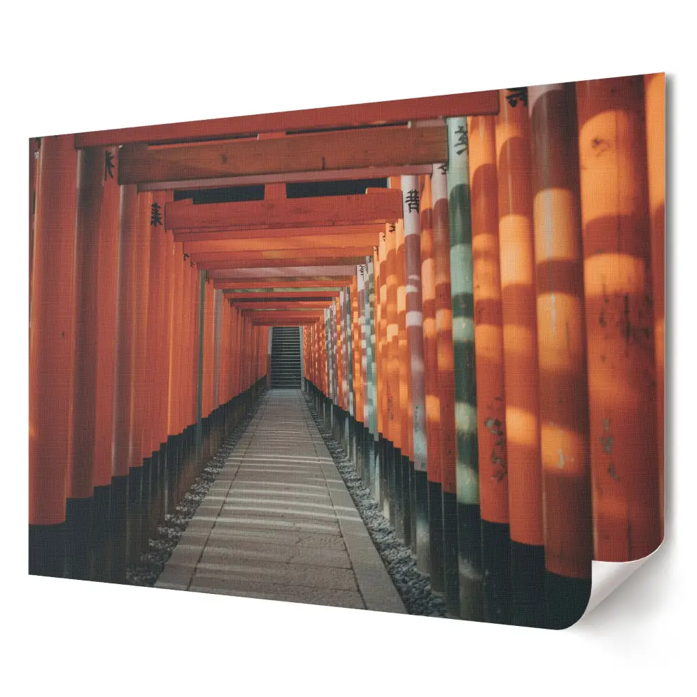 Stylový plakát na zeď Cesta mezi cihlovými sloupy torii