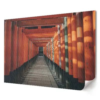 Stylový plakát na zeď Cesta mezi cihlovými sloupy torii