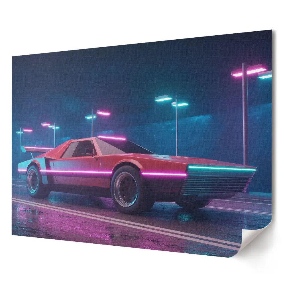 Plakát z vlastní fotografie Futuristické auto v neonových barvách