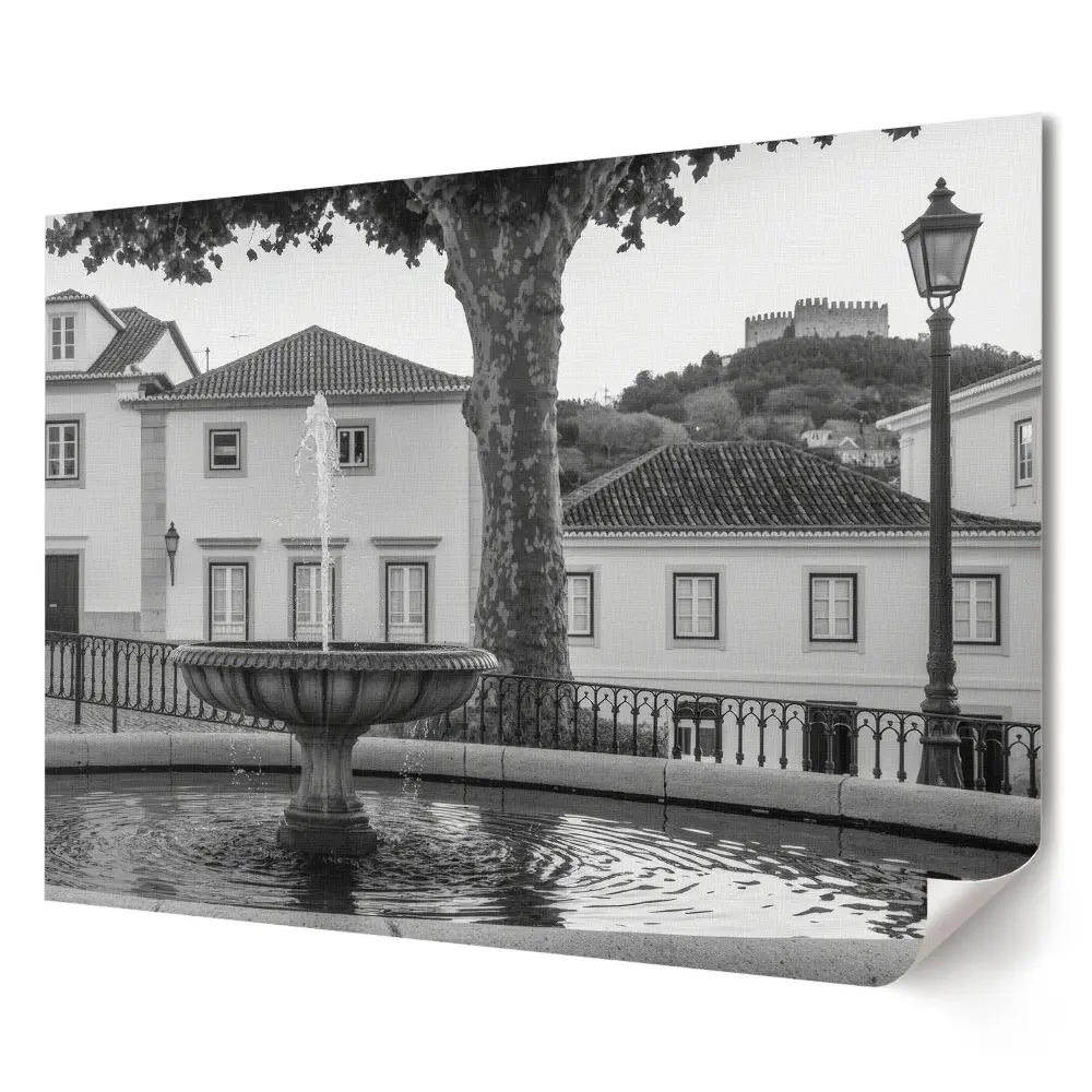 Plakát z vlastní fotografie Fontána v malebném městečku