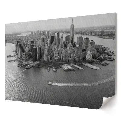 Černobílý plakát s fotografií New Yorku