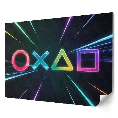 Odolný plakát na zeď s herními symboly v neonových barvách