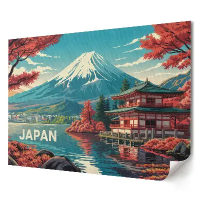 Stylový plakát na zeď Japonsko Hora Fudži v podzimní krajině