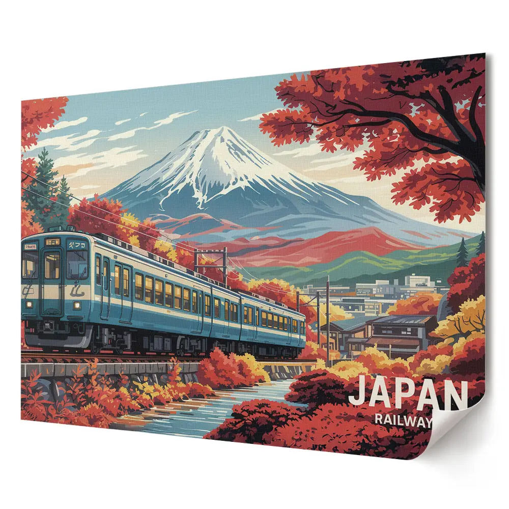 Plakát z vlastní fotografie Železnice v Japonsku v podzimní krajině
