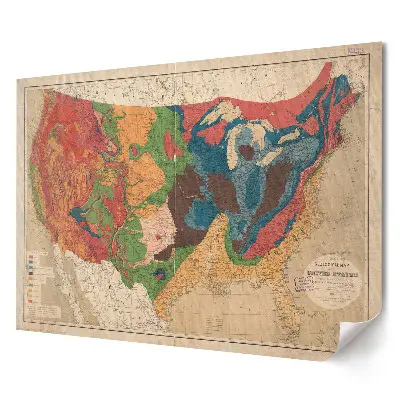 Odolný nástěnný plakát Geologická mapa Spojených států