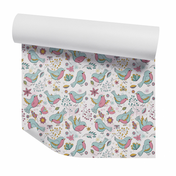 Samolepící tapeta Báječní pasteloví ptáci a květiny