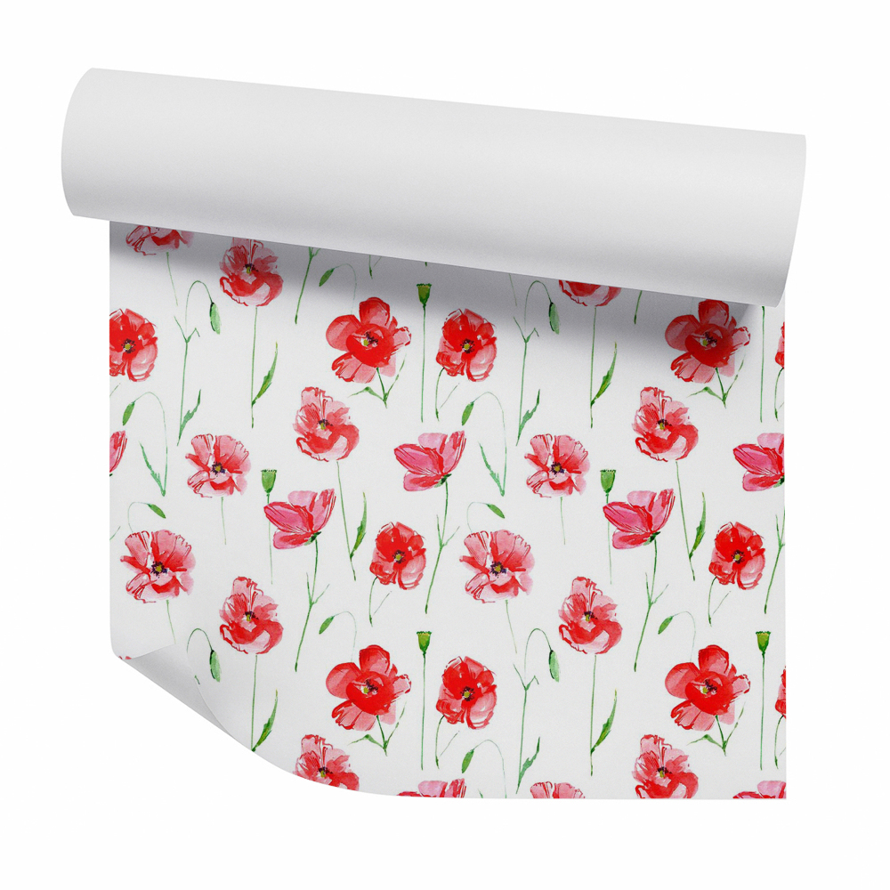 Samolepící tapeta Akvarelové květy dekorativní máky