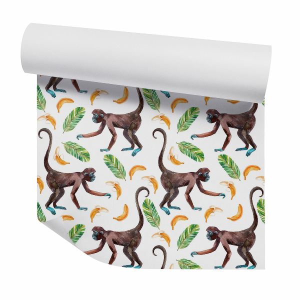 Samolepící tapeta Roztomilé opičky a banány