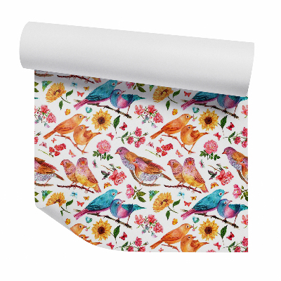 Tapeta Krásní barevní ptáci a květiny