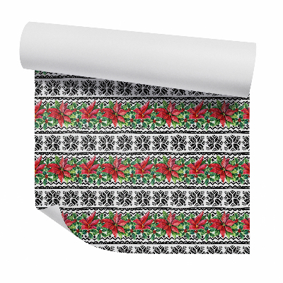 Samolepící tapeta Červené krásné květy na ozdobném vzoru