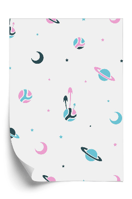 Tapeta na zeď Pěkný vzor s planetami a hvězdami