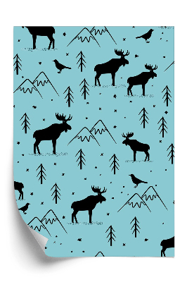 Tapeta Los a hory na modrém pozadí